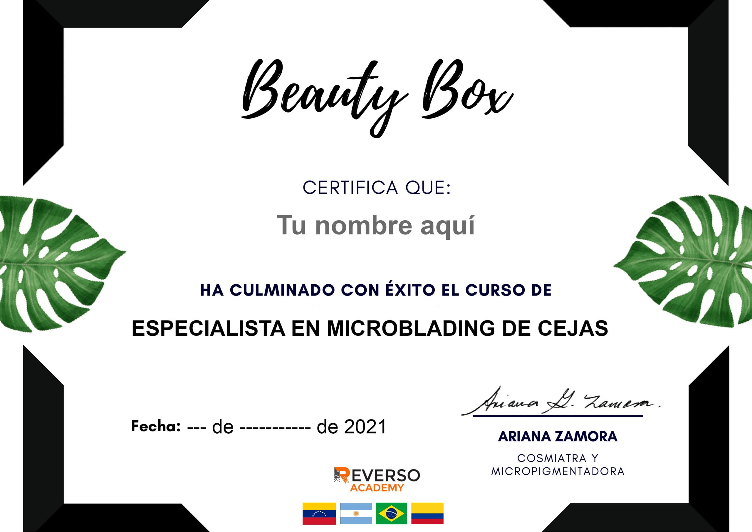 certificado beauty box - Reverso Academy